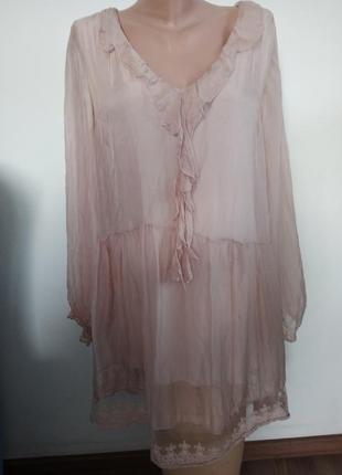 Романтична блуза(туніка) з шовку1 фото