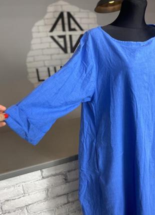 Котонове синє плаття з карманами котоновое  синее платье с карманами2 фото