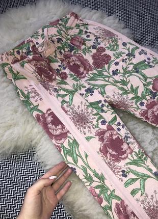 Домашні піжамні натуральні штани бавовна квітковий принт2 фото