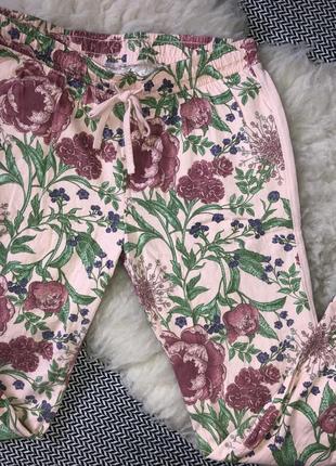 Домашні піжамні натуральні штани бавовна квітковий принт5 фото