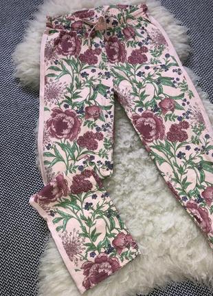 Домашні піжамні натуральні штани бавовна квітковий принт7 фото