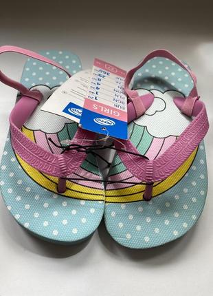 В‘єтнамки, шльопки, босоніжки для дівчинки, м‘ягкі у веселковий принт