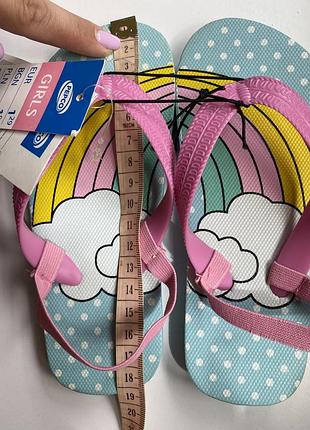 В‘єтнамки, шльопки, босоніжки для дівчинки, м‘ягкі у веселковий принт4 фото