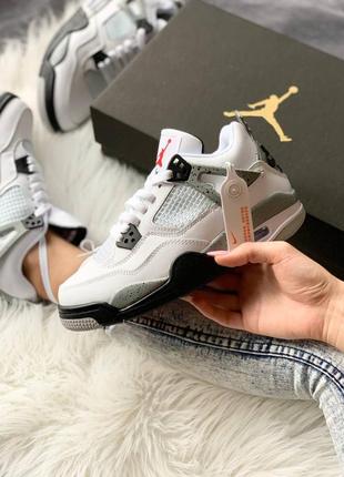 Чоловічі кросівки nike air jordan 4 white cement,кросівки найк аїр джордан 4 білий цемент унісекс