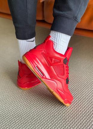 Чоловічі кросівки nike air jordan 4 red,кросівки найк аїр джордан 4 червоний шнурівка3 фото