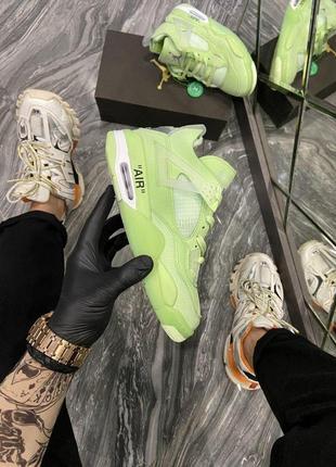 Мужские кросовки nike air jordan 4 neon green,кроссовки найк джордан 4 зелёный4 фото