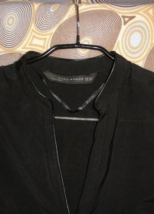 Блуза тонкой вискозы zara отделка кожей2 фото