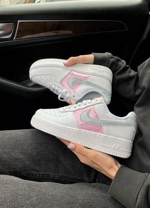 Nike air force 1 white/pink/grey шикарные женские кроссовки найк2 фото