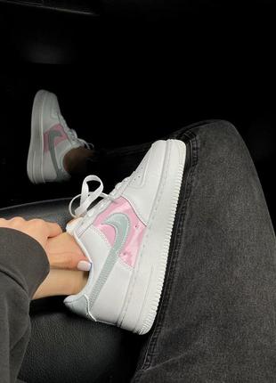 Nike air force 1 white/pink/grey шикарные женские кроссовки найк9 фото