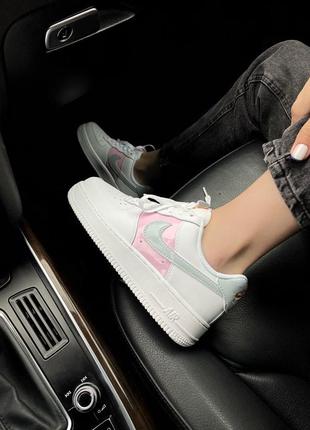 Nike air force 1 white/pink/grey шикарные женские кроссовки найк5 фото