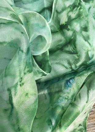 Чарівний смарагдовий шарфик з натурального шовку в стилі art7 фото