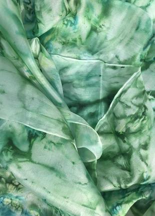 Чарівний смарагдовий шарфик з натурального шовку в стилі art5 фото