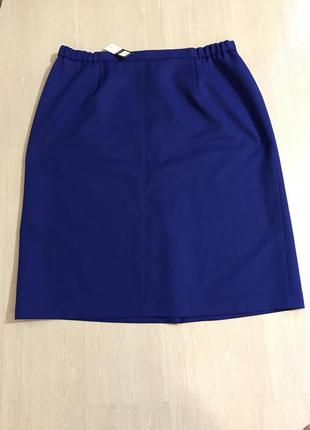 Очень красивая и стильная брендовая юбка ярко-синего цвета большой размер.7 фото