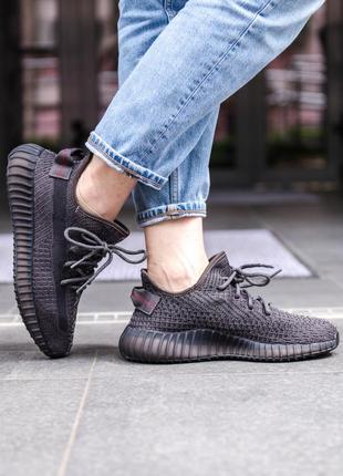 Кроссовки yeezy boost 350 v2 black (повністю рефлективні)6 фото