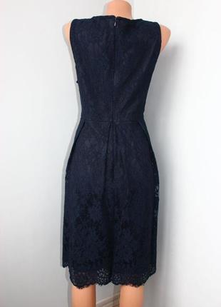 Платье гипюровое ажурное клеш темно-синее встречные складки (3481)3 фото