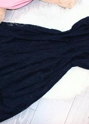 Платье гипюровое ажурное клеш темно-синее встречные складки (3481)5 фото