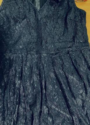 Платье гипюровое ажурное клеш темно-синее встречные складки (3481)6 фото