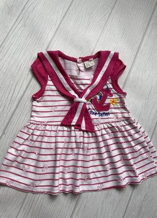 Летнее детское платье на девочку «морячка» 100%cotton