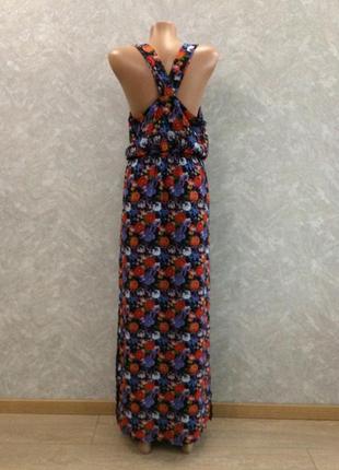 Платье шифоновое сарафан макси в цветы с красивой спинкой george3 фото