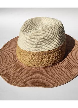 Шляпа с широкими полями ✨h&m✨ панама соломенная трехцветная4 фото