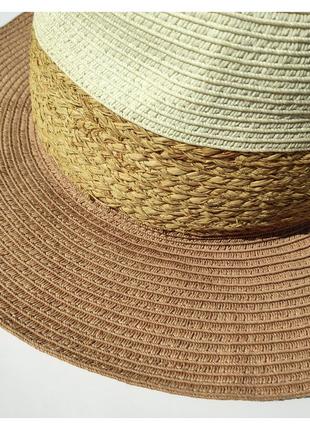 Шляпа с широкими полями ✨h&m✨ панама соломенная трехцветная