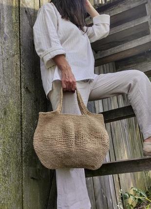 Плетена сумка, річна солом'яна сумка, в'язана торба, пляжна сумка.