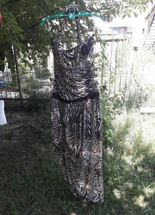 Леопартовое платье в пол1 фото