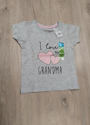 Футболка дитяча сіра grandma primark р.86, 92, 98см