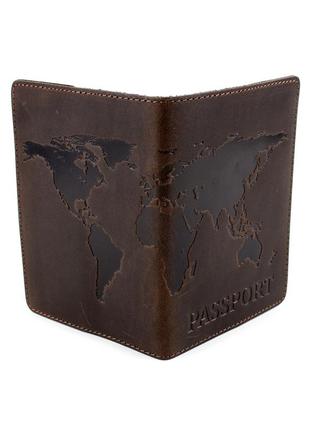 Подарунковий набір №35: обкладинка на паспорт "герб" + обкладинка на паспорт "карта" (коричневий)7 фото