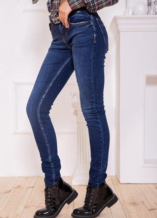 Женские повседневные джинсы джинсовые штаны с карманами в обтяжку скинни темно синие с ремнем турция
