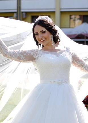 Весільна сукня, довгий рукав, колір айворі, 48 розмір2 фото