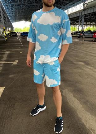 Комплект чоловічий оверсайз шорти і футболка cloud1 фото