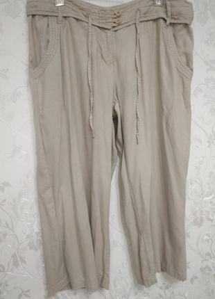 Лляні штани брюки капрі бриджі великого розміру батал льняные штаны бриджи шорты большого размера9 фото