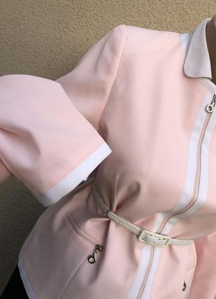 Винтаж,розовый жакет(пиджак,блейзер,белая окантовка,замочки,офисный,большого размера5 фото