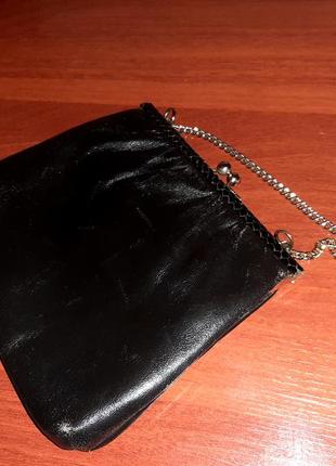 Сумка клатч на поцілунку шкіряний натуральна шкіра на ланцюжку