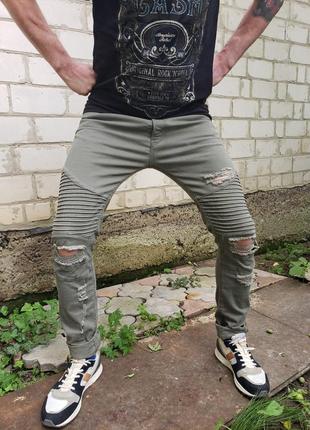 Джинси скінні divided h&m biker skinny original р. 34 рванки узкачи7 фото