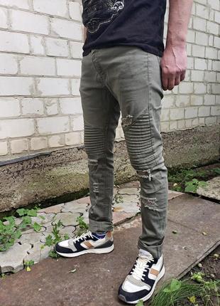 Джинси скінні divided h&m biker skinny original р. 34 рванки узкачи3 фото