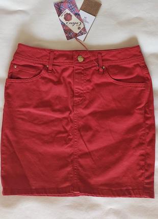 Красная джинсовая мини юбка colins3 фото