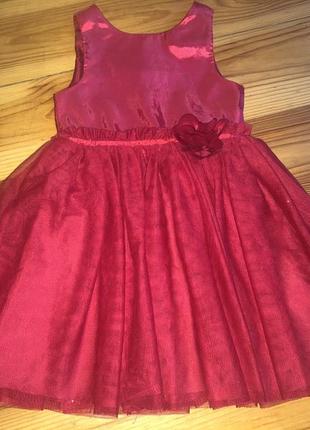 Нарядное платье h&m 3-4 года красное
