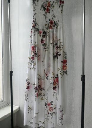 Платье/сарафан в цветочный принт с разрезом4 фото