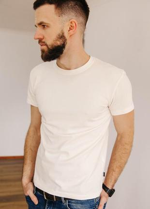 Sale, чоловіча футболка, базова, качественная мужская футболка, однотонная, молочная, турецкая ткань