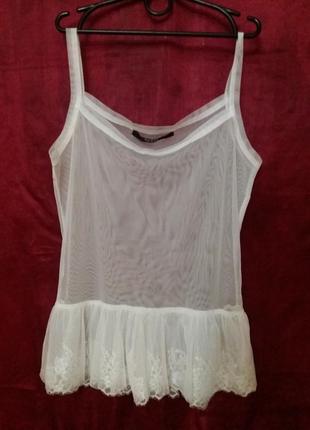 Супер легка літня майка блузка в сіточку з мереживом guess