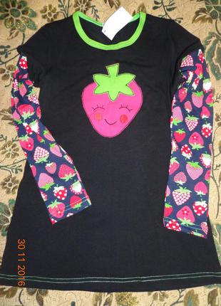 Платье, туника клубничка на рост 104-116