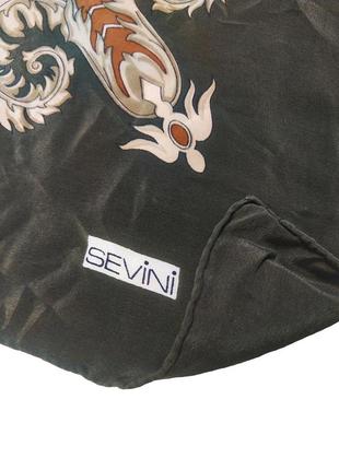 Sevini темно-зеленый шелковый платок (84х81см) шов роуль!4 фото