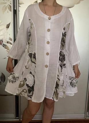 Льняная блуза лён туника бохо италия1 фото