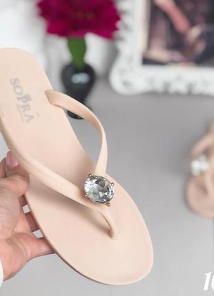 Женские фирменные силиконовые вьетнамки силикон с камушком, шлепанцы с камнем, шльопки з к...