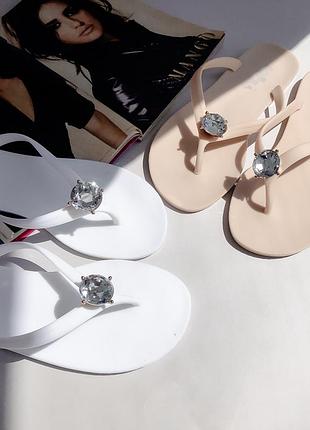 Женские фирменные силиконовые вьетнамки силикон с камушком, шлепанцы с камнем, шльопки з к...