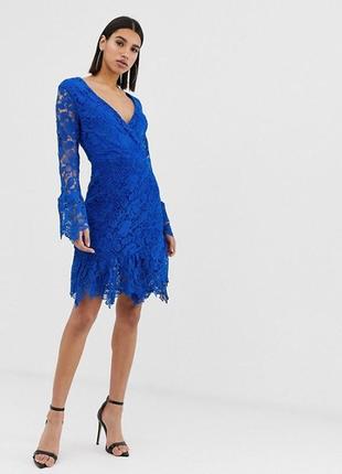 Роскошное платье синий электрик missguided, дорогое кружево,4 фото