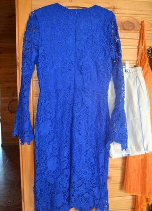 Роскошное платье синий электрик missguided, дорогое кружево,8 фото