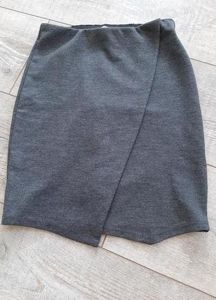 💙💛gina tricot h&m c&a next m&s george подростковая школьная юбка на запах спiдниця шкiльна р.152 - 158 см/р.xs